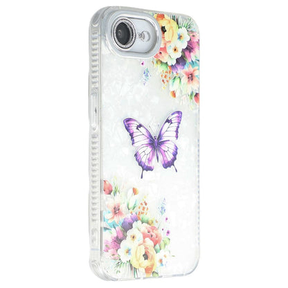 For iPhone 17e / 16e Case Electroplated Floral Pattern IMD TPU+PC Phone Back Cover with Glass Lens Film