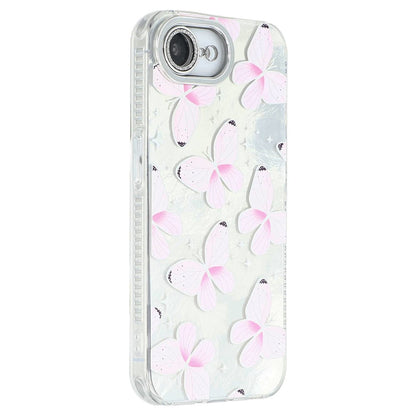 For iPhone 17e / 16e Case Electroplated Floral Pattern IMD TPU+PC Phone Back Cover with Glass Lens Film