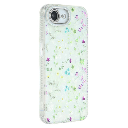 For iPhone 17e / 16e Case Electroplated Floral Pattern IMD TPU + PC Phone Back Cover with Glass Lens Film
