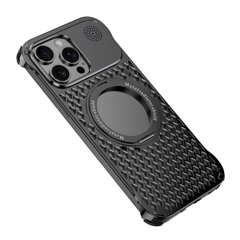 R-JUST RJ64 For iPhone 14 Pro Magnetic Case Aluminum Alloy Perfume Cooling Phone Cover with Rotating Kickstand