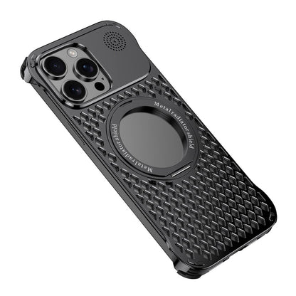 R-JUST RJ64 For iPhone 14 Pro Magnetic Case Aluminum Alloy Perfume Cooling Phone Cover with Rotating Kickstand