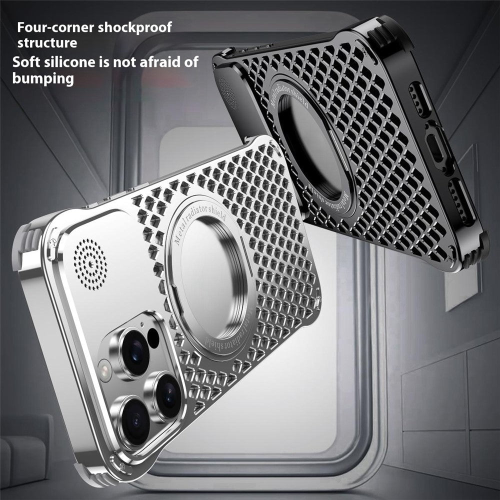R-JUST RJ64 For iPhone 14 Pro Magnetic Case Aluminum Alloy Perfume Cooling Phone Cover with Rotating Kickstand