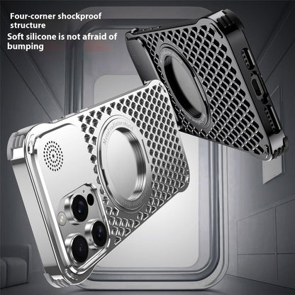 R-JUST RJ64 For iPhone 14 Pro Magnetic Case Aluminum Alloy Perfume Cooling Phone Cover with Rotating Kickstand