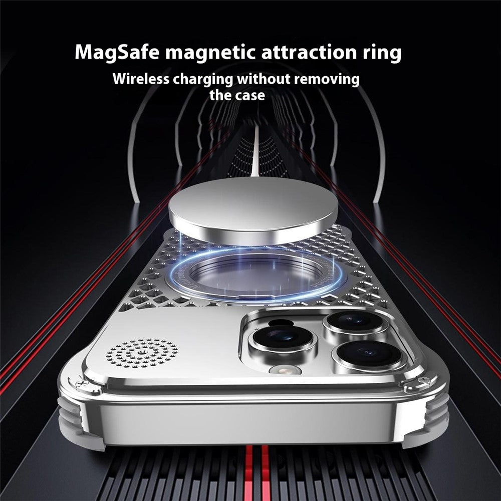 R-JUST RJ64 For iPhone 14 Pro Magnetic Case Aluminum Alloy Perfume Cooling Phone Cover with Rotating Kickstand