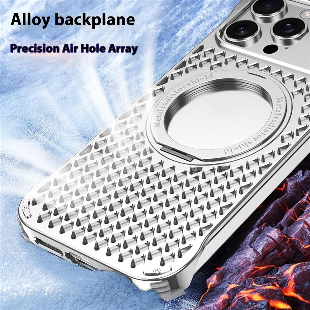 R-JUST RJ64 For iPhone 14 Pro Magnetic Case Aluminum Alloy Perfume Cooling Phone Cover with Rotating Kickstand