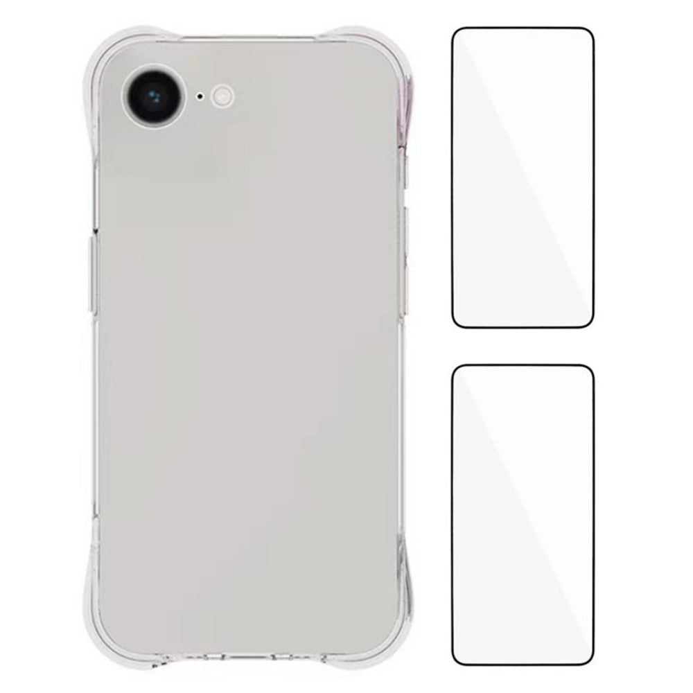 WANLONFENG WL2 Series for iPhone 17e / 16e Case 2.0mm TPU Phone Cover with 2Pcs Tempered Glass Films