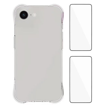 WANLONFENG WL2 Series for iPhone 17e / 16e Case 2.0mm TPU Phone Cover with 2Pcs Tempered Glass Films