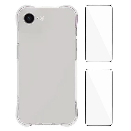 WANLONFENG WL2 Series for iPhone 17e / 16e Case 2.0mm TPU Phone Cover with 2Pcs Tempered Glass Films