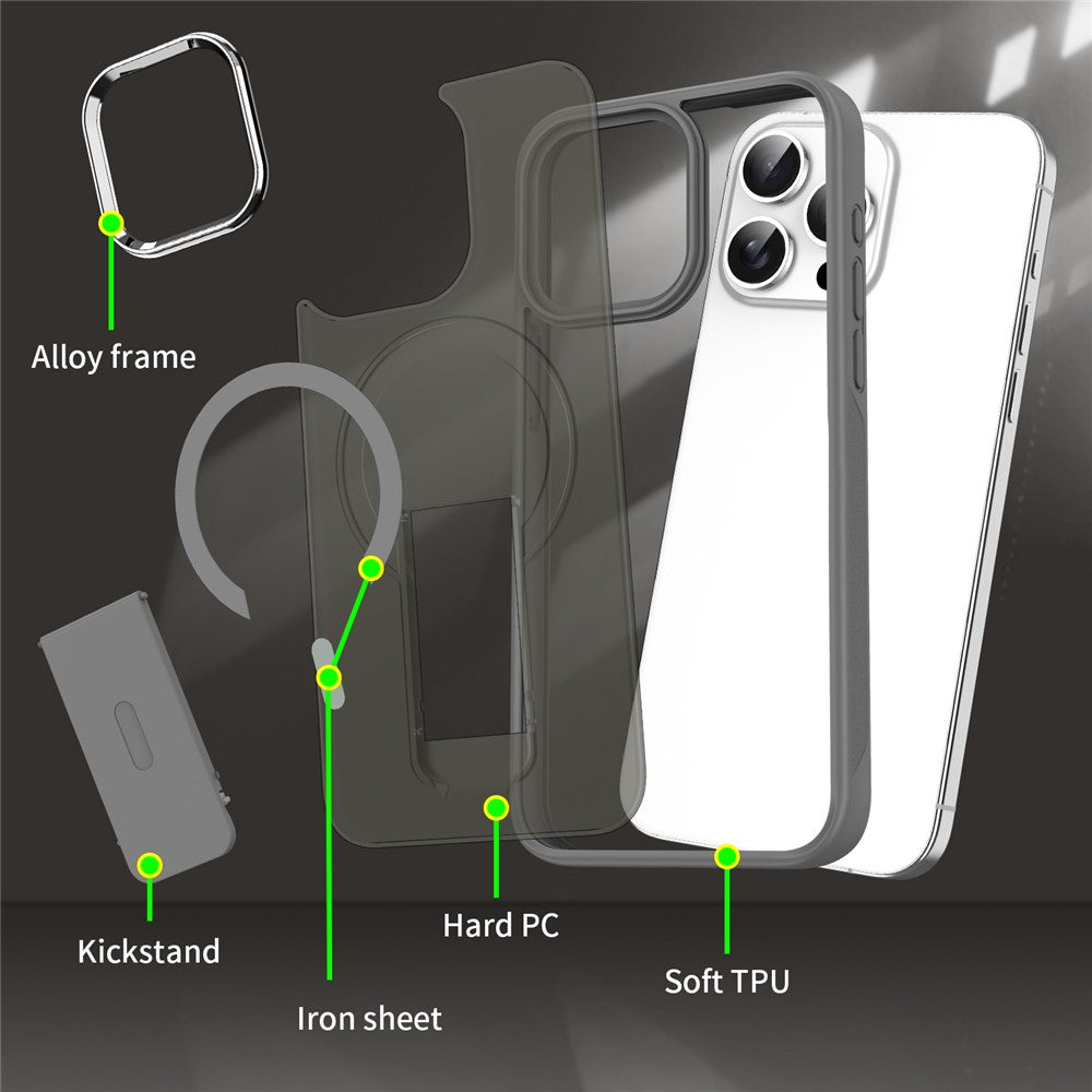For iPhone 14 Pro Case Compatible with MagSafe PC + TPU Phone Cover with Kickstand