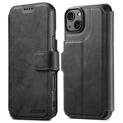 SUTENI Q-05 For iPhone 15 Plus / 14 Wallet Case 2 in 1 Detachable Leather Flip Phone Cover with Stand