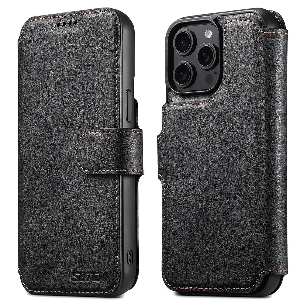 SUTENI Q-05 For iPhone 14 Pro Wallet Case 2 in 1 Detachable Leather Flip Phone Cover with Stand