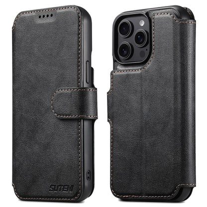 SUTENI Q-05 For iPhone 14 Pro Wallet Case 2 in 1 Detachable Leather Flip Phone Cover with Stand