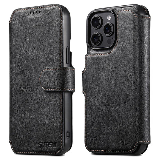 SUTENI Q-05 For iPhone 14 Pro Wallet Case 2 in 1 Detachable Leather Flip Phone Cover with Stand