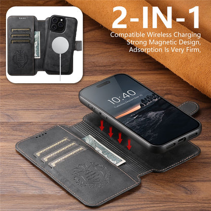 SUTENI Q-05 For iPhone 14 Pro Wallet Case 2 in 1 Detachable Leather Flip Phone Cover with Stand