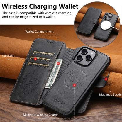 SUTENI Q-05 For iPhone 14 Pro Wallet Case 2 in 1 Detachable Leather Flip Phone Cover with Stand