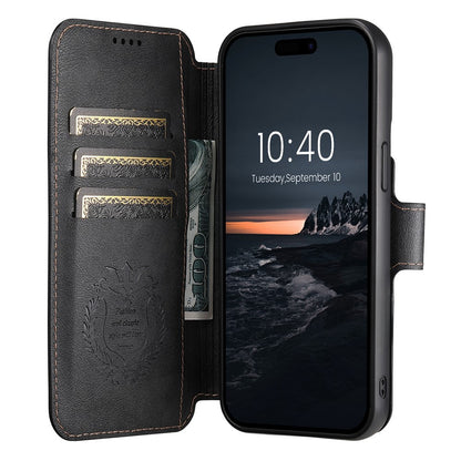 SUTENI Q-05 For iPhone 14 Pro Wallet Case 2 in 1 Detachable Leather Flip Phone Cover with Stand