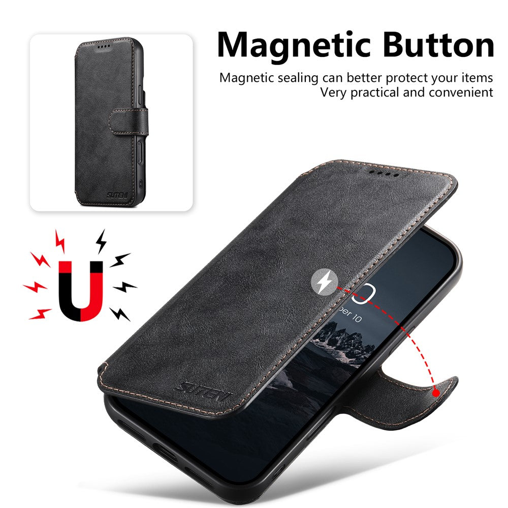 SUTENI Q-05 For iPhone 14 Pro Wallet Case 2 in 1 Detachable Leather Flip Phone Cover with Stand