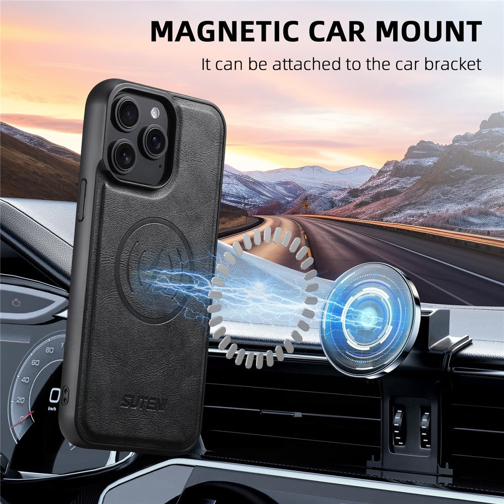 SUTENI Q-05 For iPhone 14 Pro Wallet Case 2 in 1 Detachable Leather Flip Phone Cover with Stand