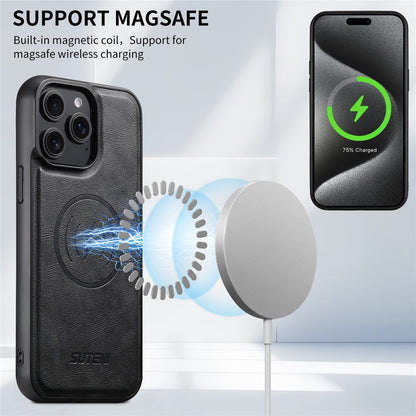 SUTENI Q-05 For iPhone 14 Pro Wallet Case 2 in 1 Detachable Leather Flip Phone Cover with Stand
