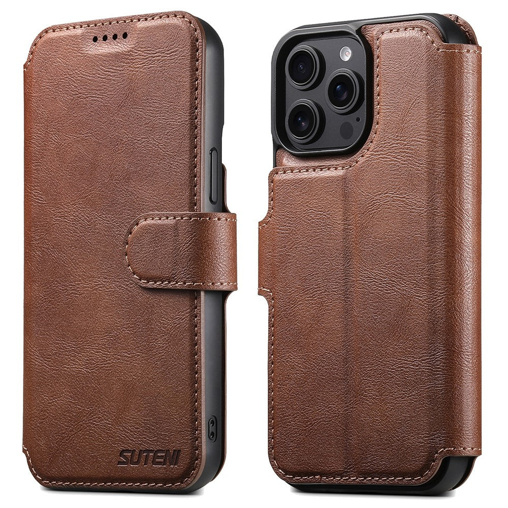 SUTENI Q-05 For iPhone 14 Pro Wallet Case 2 in 1 Detachable Leather Flip Phone Cover with Stand