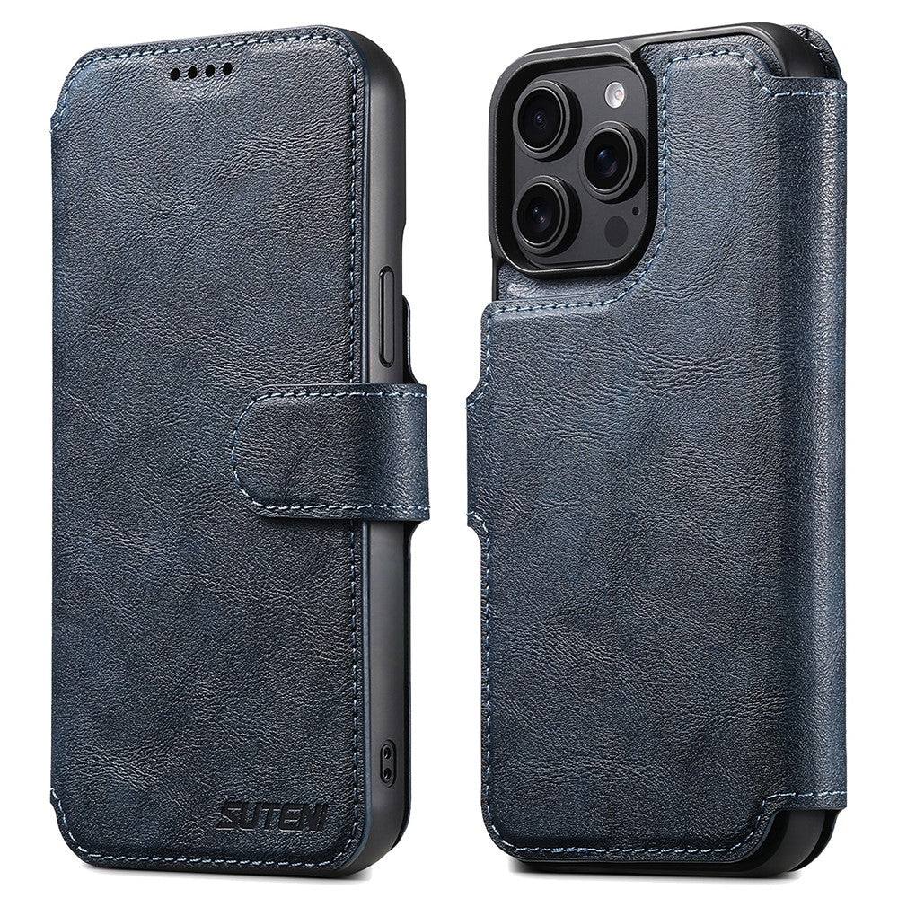 SUTENI Q-05 For iPhone 14 Pro Wallet Case 2 in 1 Detachable Leather Flip Phone Cover with Stand