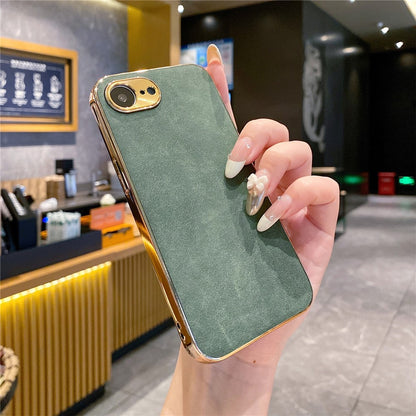 For iPhone 17e / 16e Phone Case Shockproof Leather + TPU Electroplating Cover