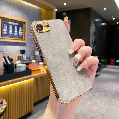For iPhone 17e / 16e Phone Case Shockproof Leather + TPU Electroplating Cover
