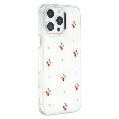 For iPhone 16 Pro Max Case 3D Epoxy Cherry Design Soft TPU Back Cover