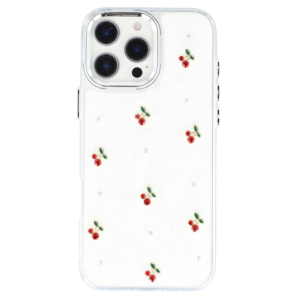 For iPhone 16 Pro Max Case 3D Epoxy Cherry Design Soft TPU Back Cover