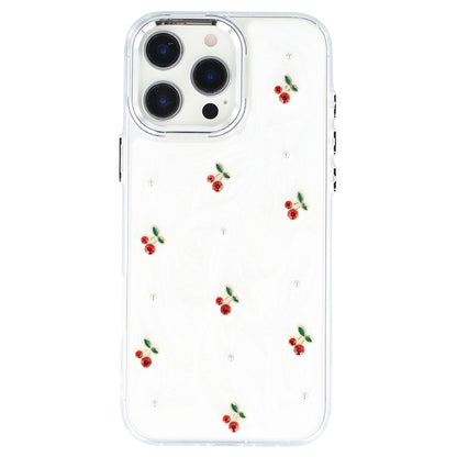 For iPhone 16 Pro Max Case 3D Epoxy Cherry Design Soft TPU Back Cover