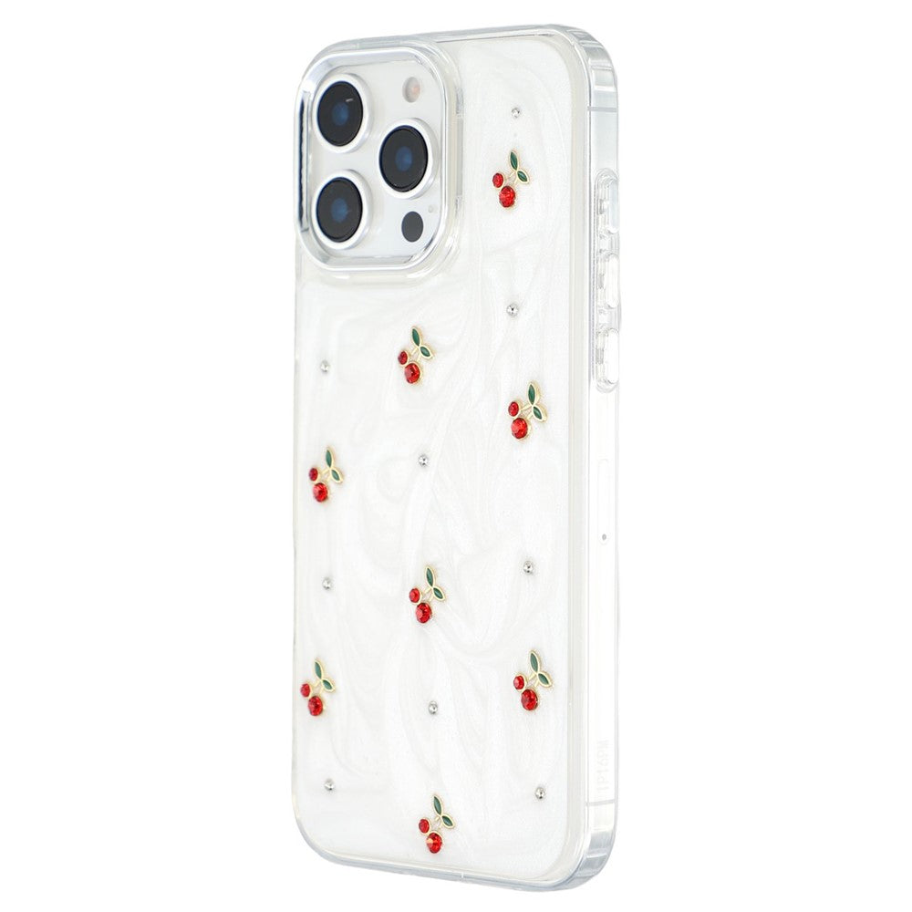 For iPhone 16 Pro Max Case 3D Epoxy Cherry Design Soft TPU Back Cover