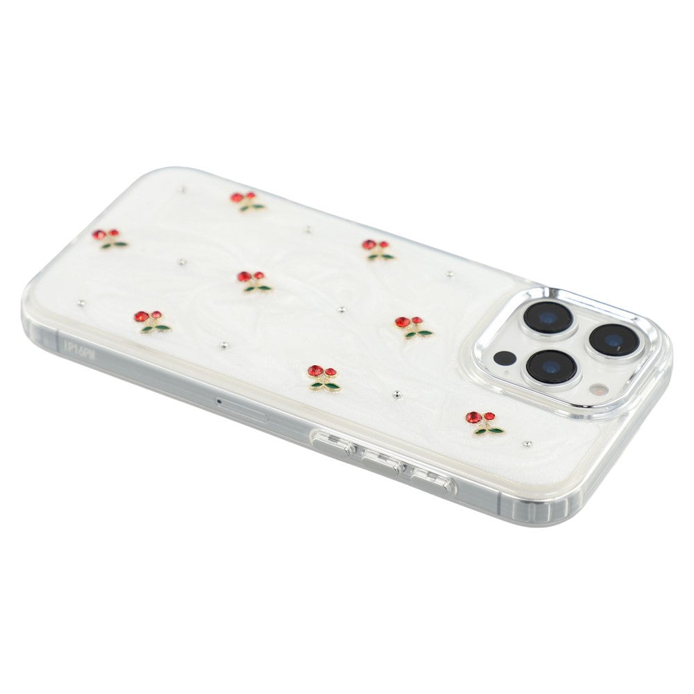 For iPhone 16 Pro Max Case 3D Epoxy Cherry Design Soft TPU Back Cover