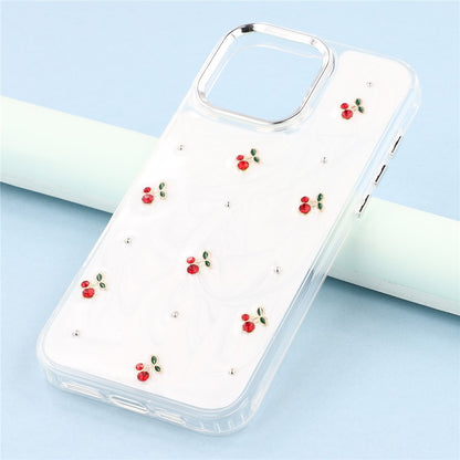 For iPhone 16 Pro Max Case 3D Epoxy Cherry Design Soft TPU Back Cover