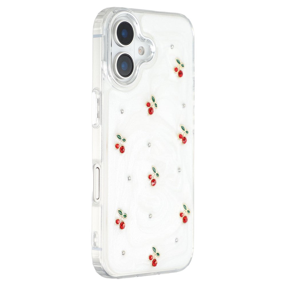 For iPhone 16 Case 3D Epoxy Cherry Design Soft TPU Back Cover