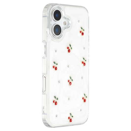 For iPhone 16 Case 3D Epoxy Cherry Design Soft TPU Back Cover