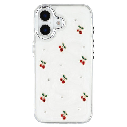 For iPhone 16 Case 3D Epoxy Cherry Design Soft TPU Back Cover