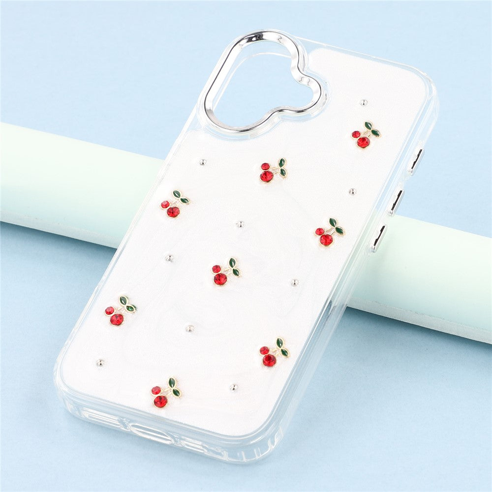 For iPhone 16 Case 3D Epoxy Cherry Design Soft TPU Back Cover