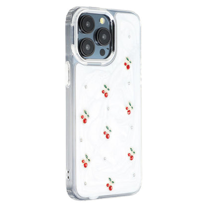 For iPhone 15 Pro Max Case 3D Epoxy Cherry Design Soft TPU Back Cover