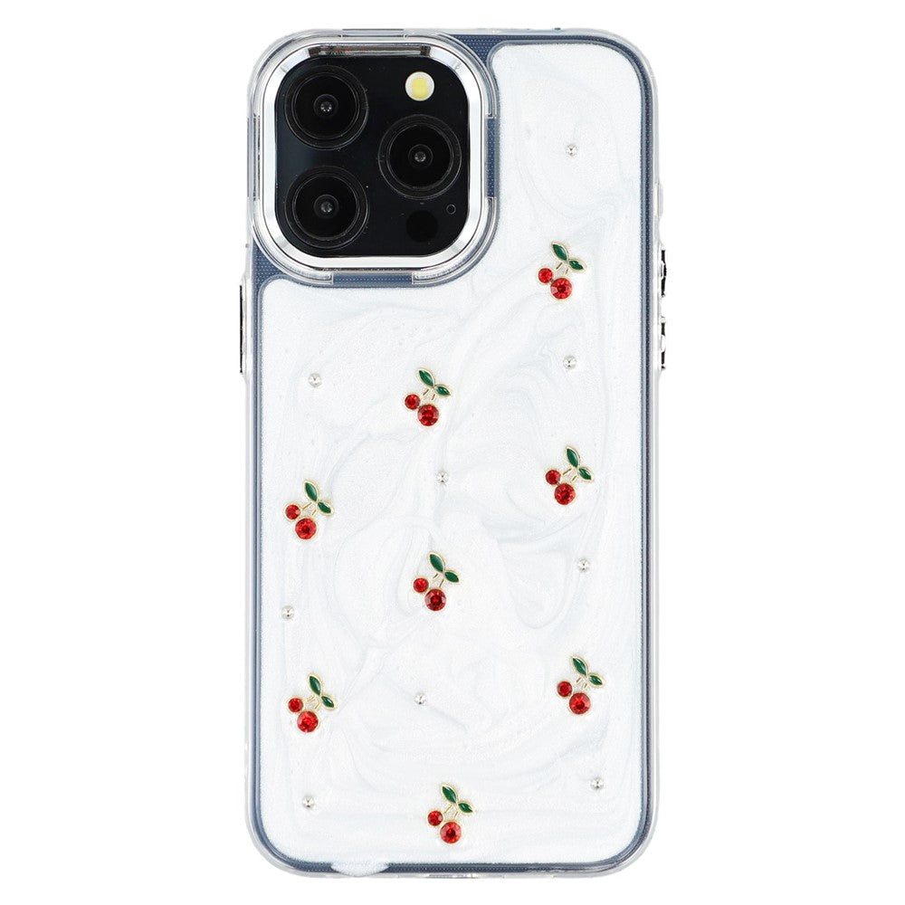 For iPhone 15 Pro Max Case 3D Epoxy Cherry Design Soft TPU Back Cover