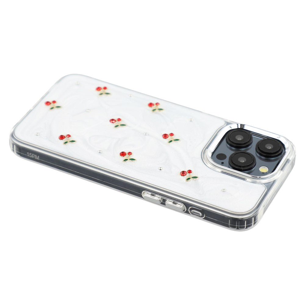 For iPhone 15 Pro Max Case 3D Epoxy Cherry Design Soft TPU Back Cover