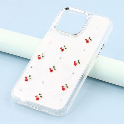 For iPhone 15 Pro Max Case 3D Epoxy Cherry Design Soft TPU Back Cover