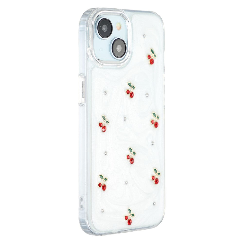 For iPhone 15 Case 3D Epoxy Cherry Design Soft TPU Back Cover