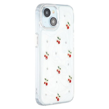 For iPhone 15 Case 3D Epoxy Cherry Design Soft TPU Back Cover