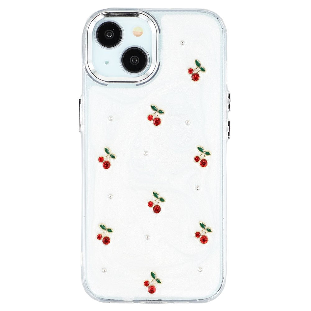For iPhone 15 Case 3D Epoxy Cherry Design Soft TPU Back Cover