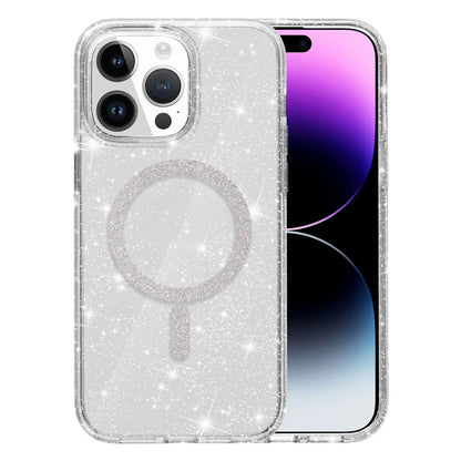 For iPhone 14 Pro Phone Case Compatible with MagSafe Glitter PC + TPU Hybrid Shockproof Cover