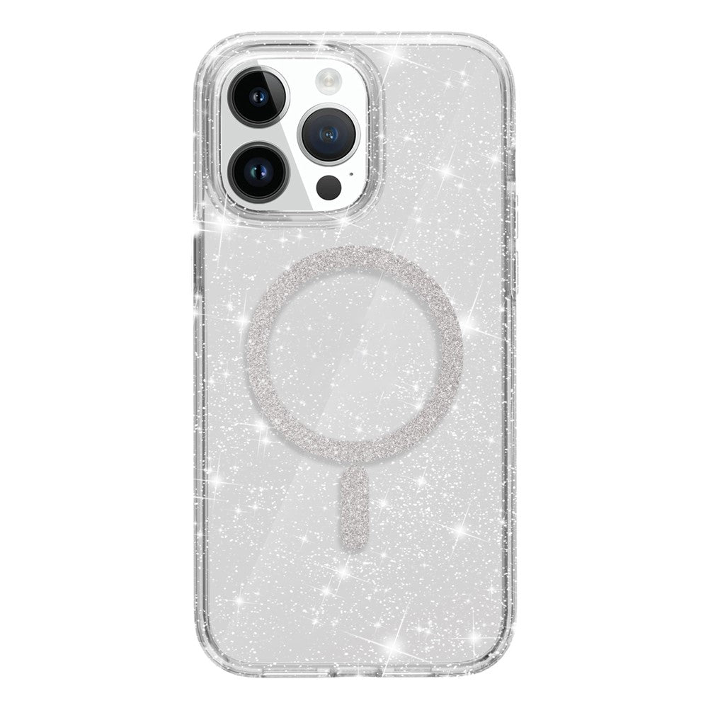 For iPhone 14 Pro Phone Case Compatible with MagSafe Glitter PC + TPU Hybrid Shockproof Cover