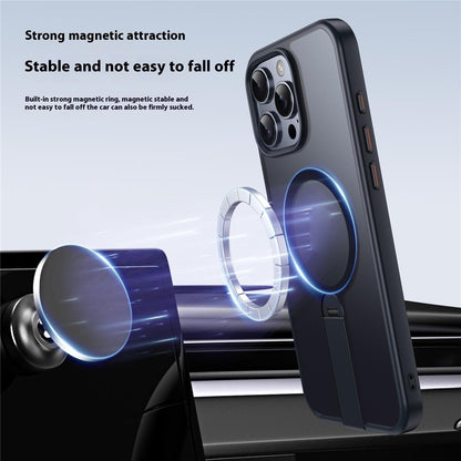 For iPhone 14 Pro Case Compatible with MagSafe Rotating Straight Kickstand TPU + PC Matte Phone Cover