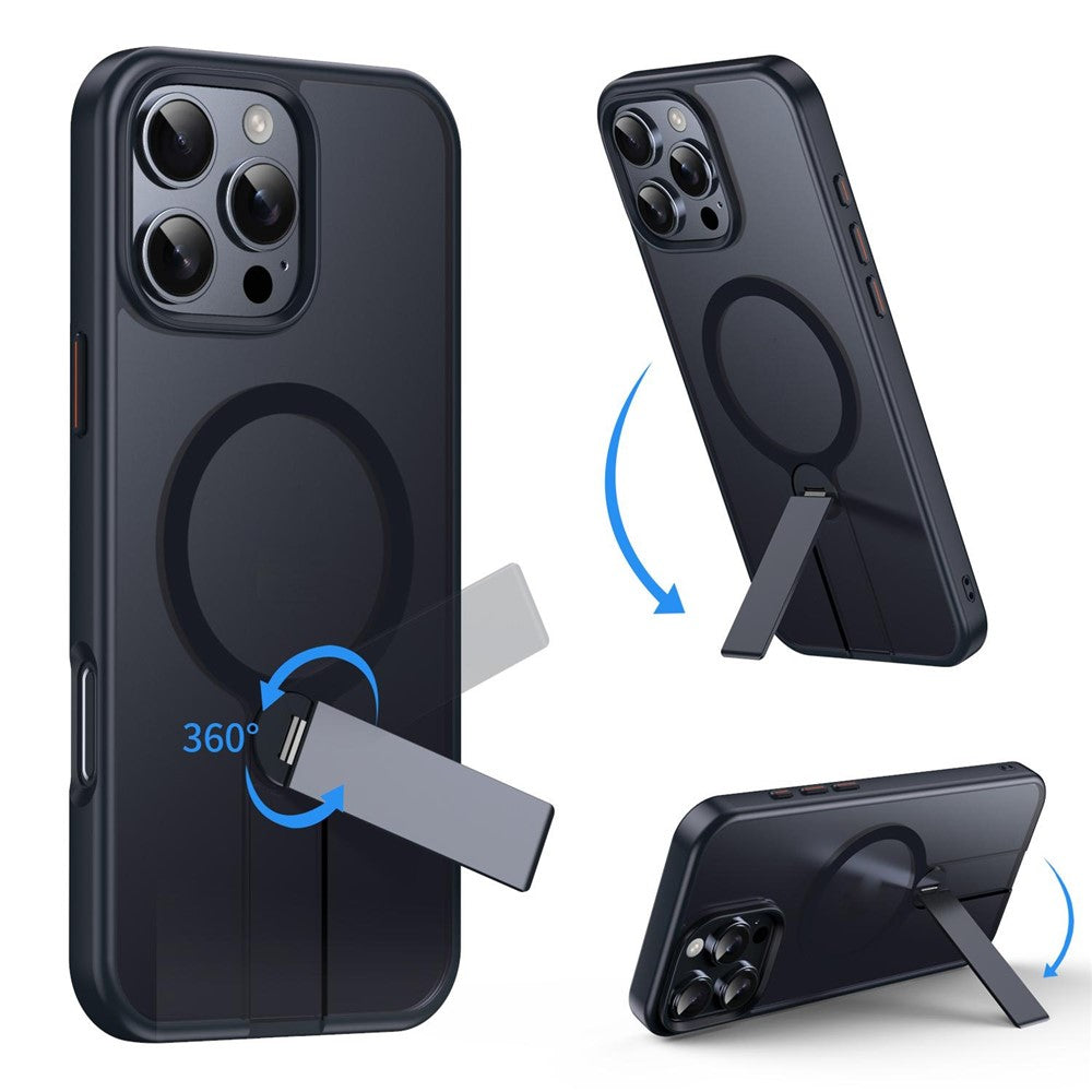 For iPhone 14 Pro Case Compatible with MagSafe Rotating Straight Kickstand TPU + PC Matte Phone Cover