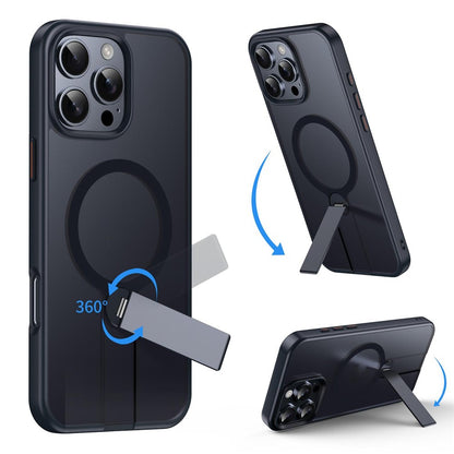 For iPhone 14 Pro Case Compatible with MagSafe Rotating Straight Kickstand TPU + PC Matte Phone Cover