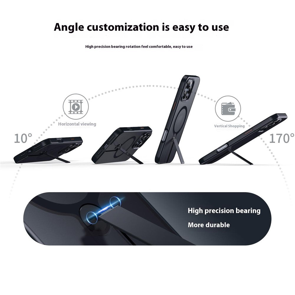 For iPhone 14 Pro Case Compatible with MagSafe Rotating Straight Kickstand TPU + PC Matte Phone Cover